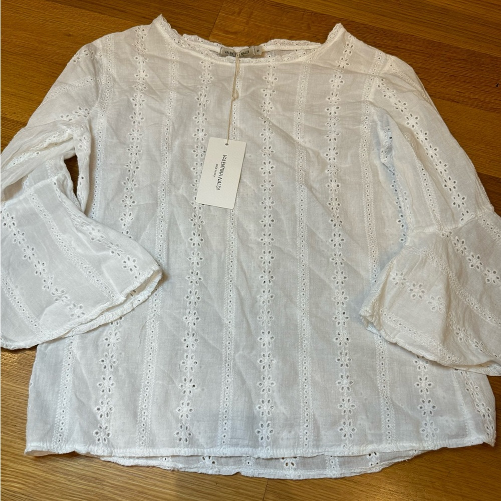 Valentina Naldi Blouse with Lace Romantic, Feminine Size Small New With Tags